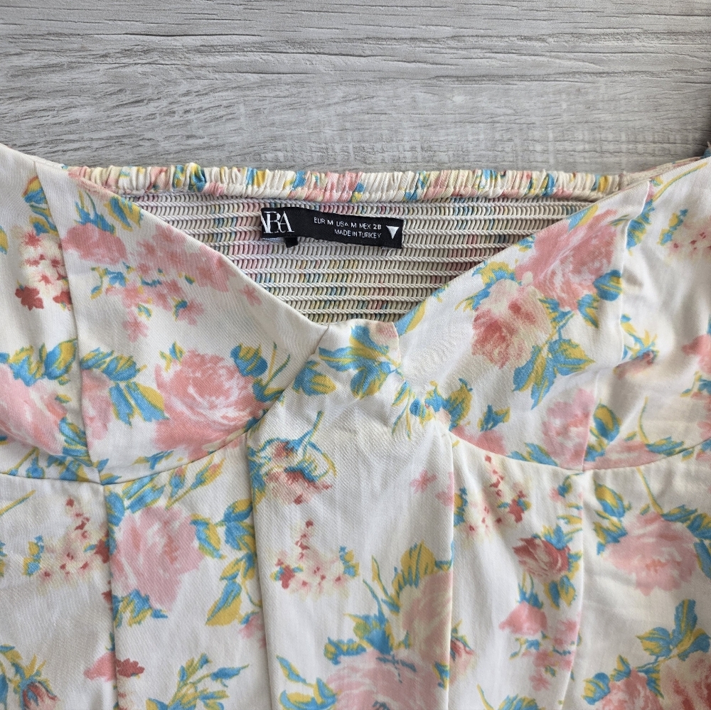 Zara Set Cropped Top + skirt Floral M - Picture 7 of 9